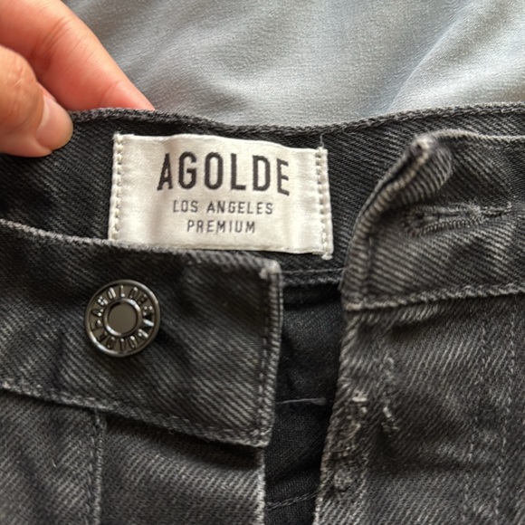 AGOLDE Dee Ultra High Rise Short - Seeker black denim size 25 - Picture 3 of 8